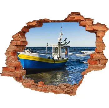 Fototapeta Díra 3D ve zdi nálepka Kutr na moři