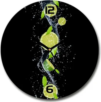 Hodiny Skleněné hodiny na stěnu Limetky a voda