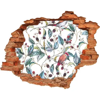 Fototapeta Nálepka 3D díra na zeď Ostružiny a ptáci