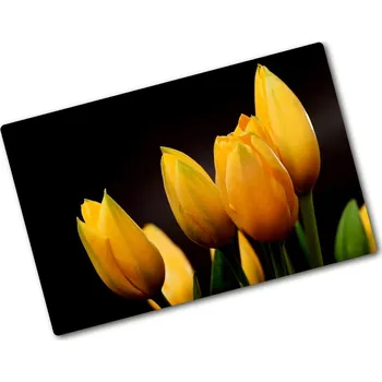 Kuchyňské prkénko Deska na krájení skleněná Žluté tulipány