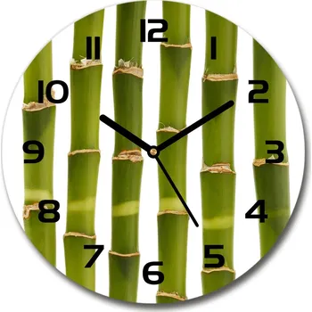 Hodiny Skleněné nástěnné hodiny kulaté Bambus