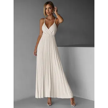 Dámské šaty Béžové šaty SUNLOVE s plisovanou sukní