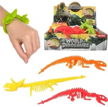Náramek Teddies Náramek dinosaurus natahovací mačkací silikon 22 cm 4 barvy 24 ks