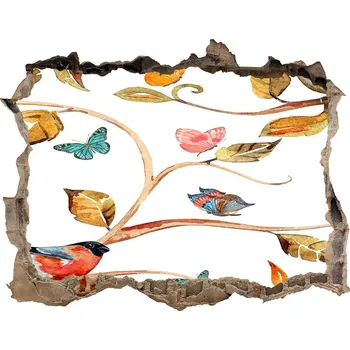 Fototapeta Díra 3D fototapeta nálepka Ptáci a motýli