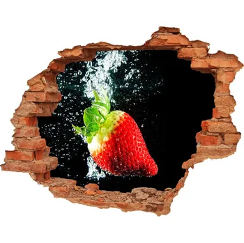 Fototapeta Nálepka 3D díra na zeď Jahoda pod vodou