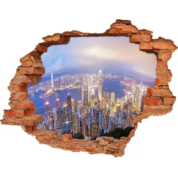 Fototapeta Fototapeta díra na zeď 3D Hongkong panorama