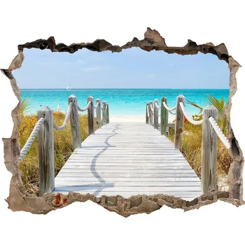 Fototapeta Díra 3D ve zdi nálepka Stezka nad mořem
