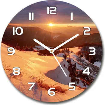 Hodiny Skleněné hodiny na stěnu Zima v horách