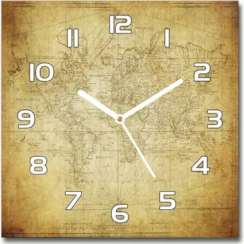 Hodiny Skleněné hodiny na stěnu Stará mapa světa