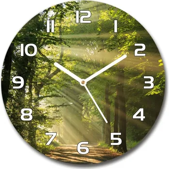 Hodiny Skleněné hodiny kulaté Les ve slunci