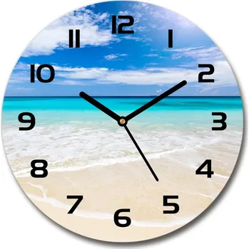 Hodiny Skleněné hodiny kulaté Tropická pláž