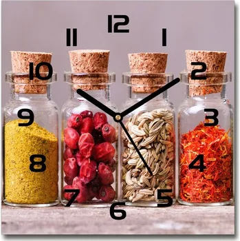 Hodiny Skleněné hodiny čtverec Barevné koření