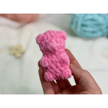 plyšák Háčkovaný medvídek - Pastelově růžová
