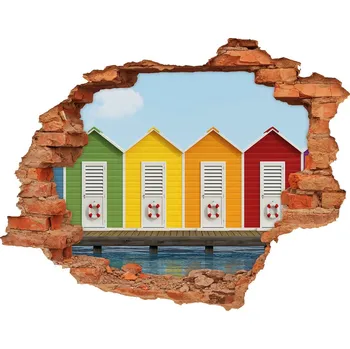 Fototapeta Díra 3D fototapeta na stěnu Plážové kabinky