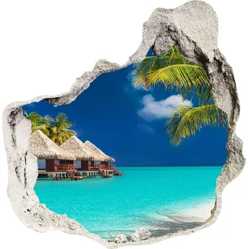 Fototapeta Nálepka fototapeta 3D na zeď Bungalovy Maledivy