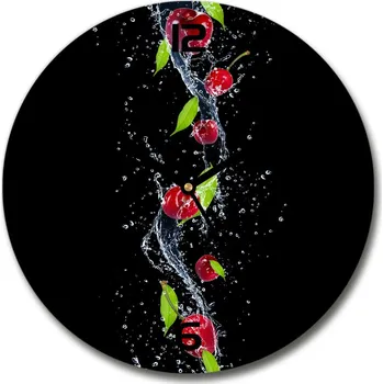 Hodiny Skleněné nástěnné hodiny kulaté Višně