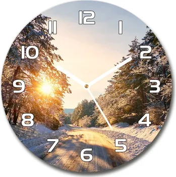 Hodiny Skleněné hodiny na stěnu Cesta v lese zima