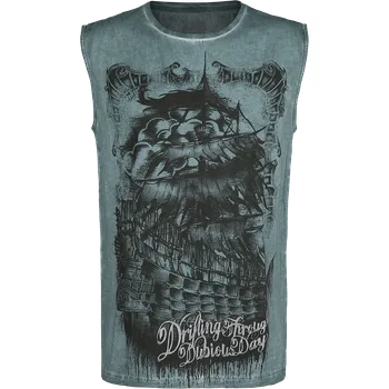 Tílko z Black Premium by EMP - Petrolejově-zelený top s opraným efektem a potiskem - Muži - petrolejová