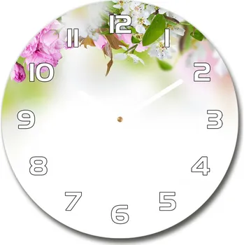 Hodiny Skleněné hodiny kulaté Jarní květiny