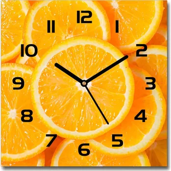 Hodiny Skleněné hodiny čtverec Plátky pomerančů