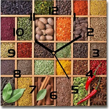 Hodiny Skleněné hodiny čtverec Koření a bylinky