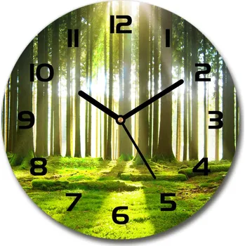 Hodiny Skleněné hodiny kulaté Les ve slunci
