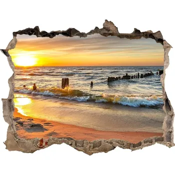 Fototapeta Nálepka fototapeta 3D Západ slunce pláž