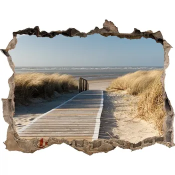 Fototapeta Díra 3D ve zdi nálepka Stezka na pláž