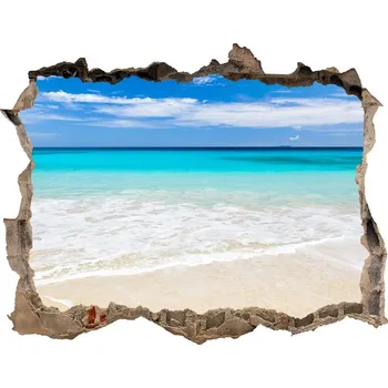 Fototapeta Díra 3D ve zdi na stěnu Tropická pláž