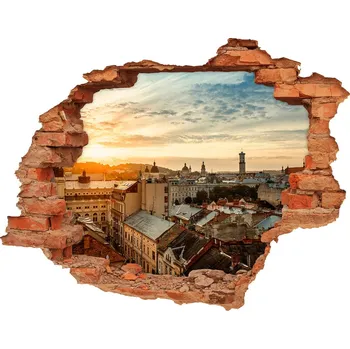 Fototapeta Fototapeta díra na zeď 3D Východ slunce Lvov