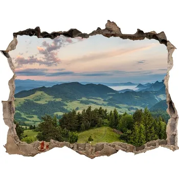 Fototapeta Díra 3D ve zdi nálepka Panorama Pieniny