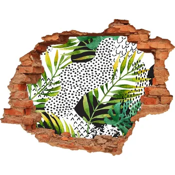 Fototapeta Nálepka 3D díra beton Tropické listí