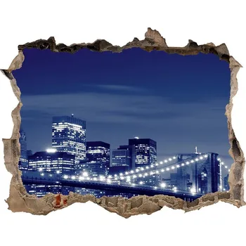 Fototapeta Fototapeta díra na zeď 3D New York noc
