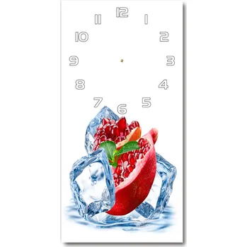 Hodiny Nástěnné skleněné hodiny Granátové jablko a led