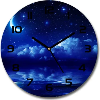 Hodiny Skleněné hodiny kulaté Noční nebe