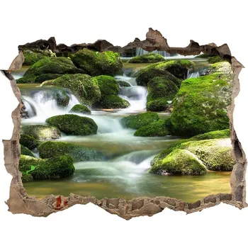 Fototapeta Díra 3D ve zdi na stěnu Nálepka vodopád