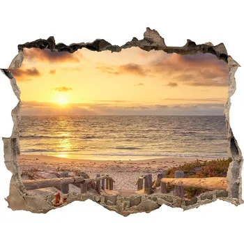 Fototapeta Díra 3D ve zdi nálepka Stezka na pláž