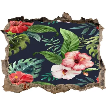 Fototapeta Nálepka 3D díra beton Tropické květiny