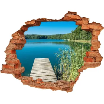 Fototapeta Díra 3D ve zdi na stěnu Molo nad jezerem