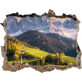 Fototapeta Díra 3D ve zdi na stěnu Panorama hory