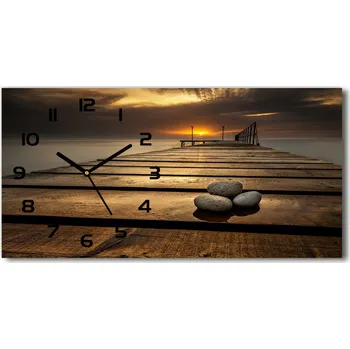 Hodiny Skleněné hodiny na stěnu tiché Dřevěné molo