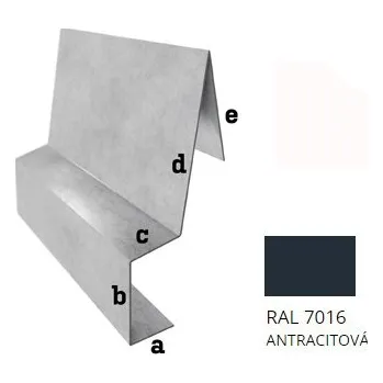 okap BLIX Hliník tl. 0,6 mm Závětrná lišta záv. r.š. 250 RAL 7016 černá antracit