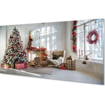 Obraz Obraz na skle Ozdoby na vánoční stromeček dárky 125x50 cm 4 Přívěsky