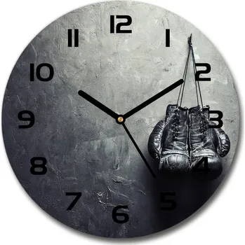 Hodiny Skleněné hodiny kulaté Boxerksé rukavice