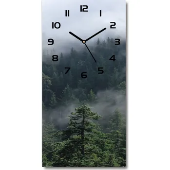 Hodiny Nástěnné skleněné hodiny Mlha nad lesem