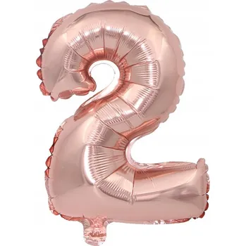 Balónek Fóliový Balón Narozeninový Balónek Číslice 2 Růžové Zlato