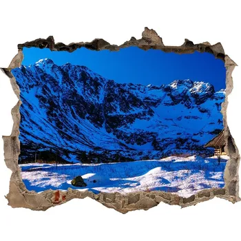 Fototapeta Díra 3D ve zdi nálepka Domy v Tatrách