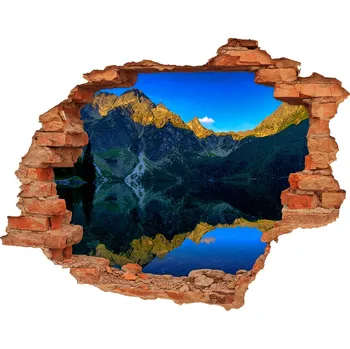 Fototapeta Díra 3D ve zdi nálepka Cihla Tatry
