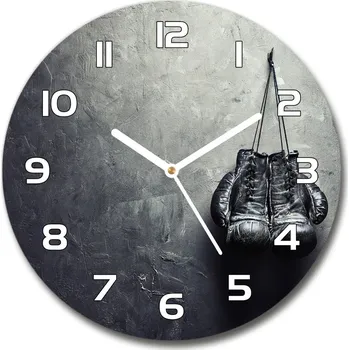 Hodiny Skleněné hodiny kulaté Boxerksé rukavice