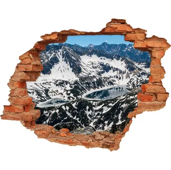 Fototapeta Díra 3D ve zdi nálepka Jezero v Tatrách